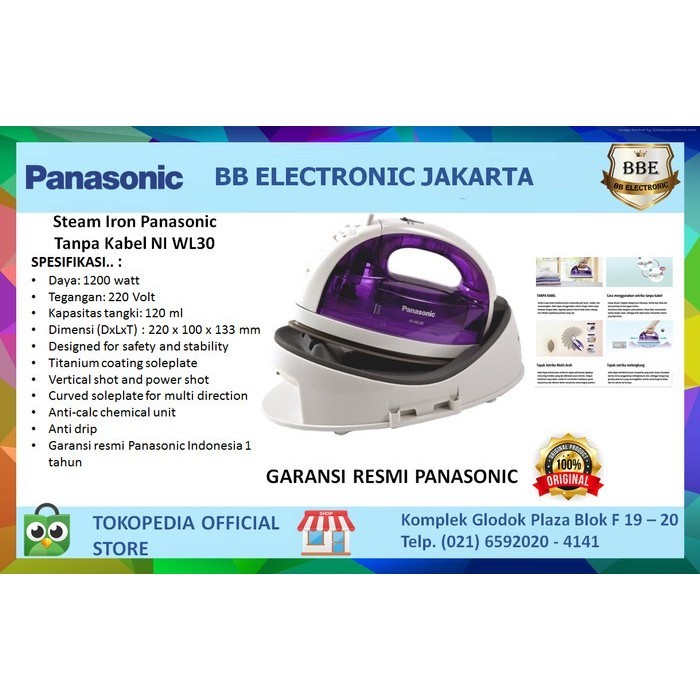 Setrika Uap Tanpa Kabel Panasonic Cordless NI WL30