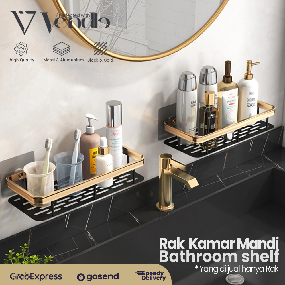 Rak Gantung Toilet - Rak Organizer Sabun Shampoo - Rak Kamar Mandi Tempel Stainless - Tempat Sabun W
