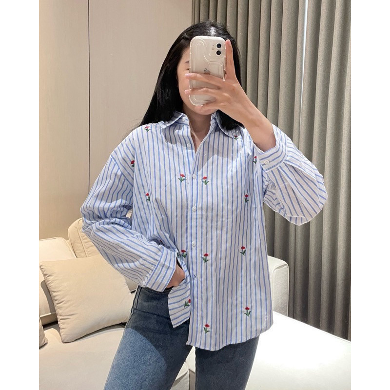 W & K - ZFS DAISY KEMEJA KATUN WANITA SINTA / KEMEJA KATUN BORDIR / OOTD Kemeja Trendy / Outfit Keme
