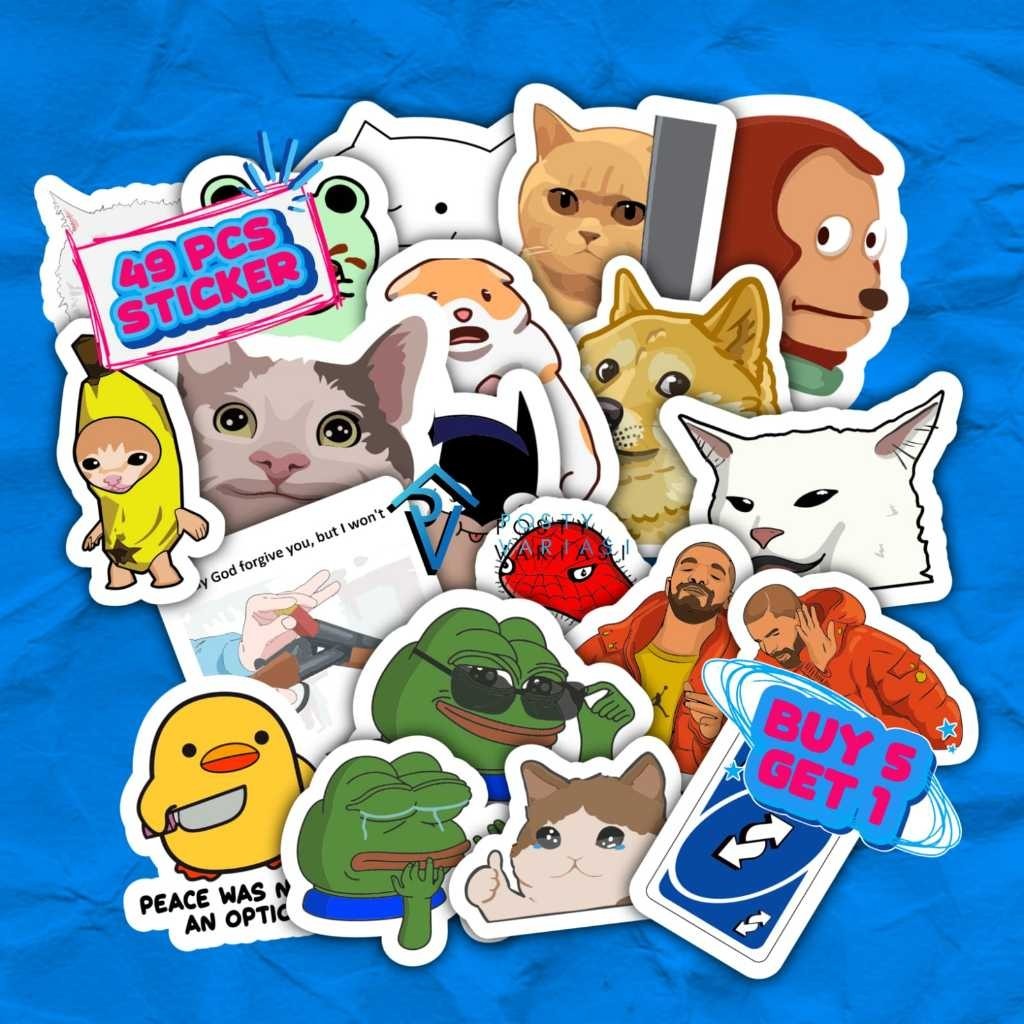 

50 Pcs Stiker Pack Aesthetic Kartun Meme Lucu Sticker Whatsapp Untuk Case Hp Laptop Helm Anti Air