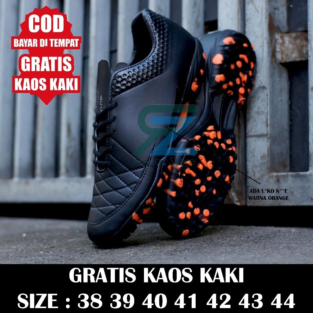 WD45TB 707001 (Bayar Di Tempat) COD SEPATU FUTSAL MINI SOCCER PRIA TIEMPO HITAM SOL KARET MENTAH BUN