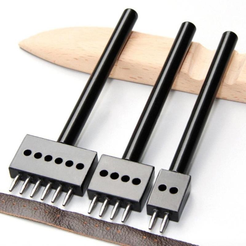 

5mm Pitch 2 4 6 Prong Leather Punching Hole Tool Row Punch Leathercraft Spacing Hole Craft Round Row Hole Punch