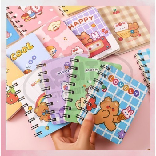 

AS Notebook Mini Ring 80 Lembar Free Plastik Motif Animal & Emoji Bear PROMO COD