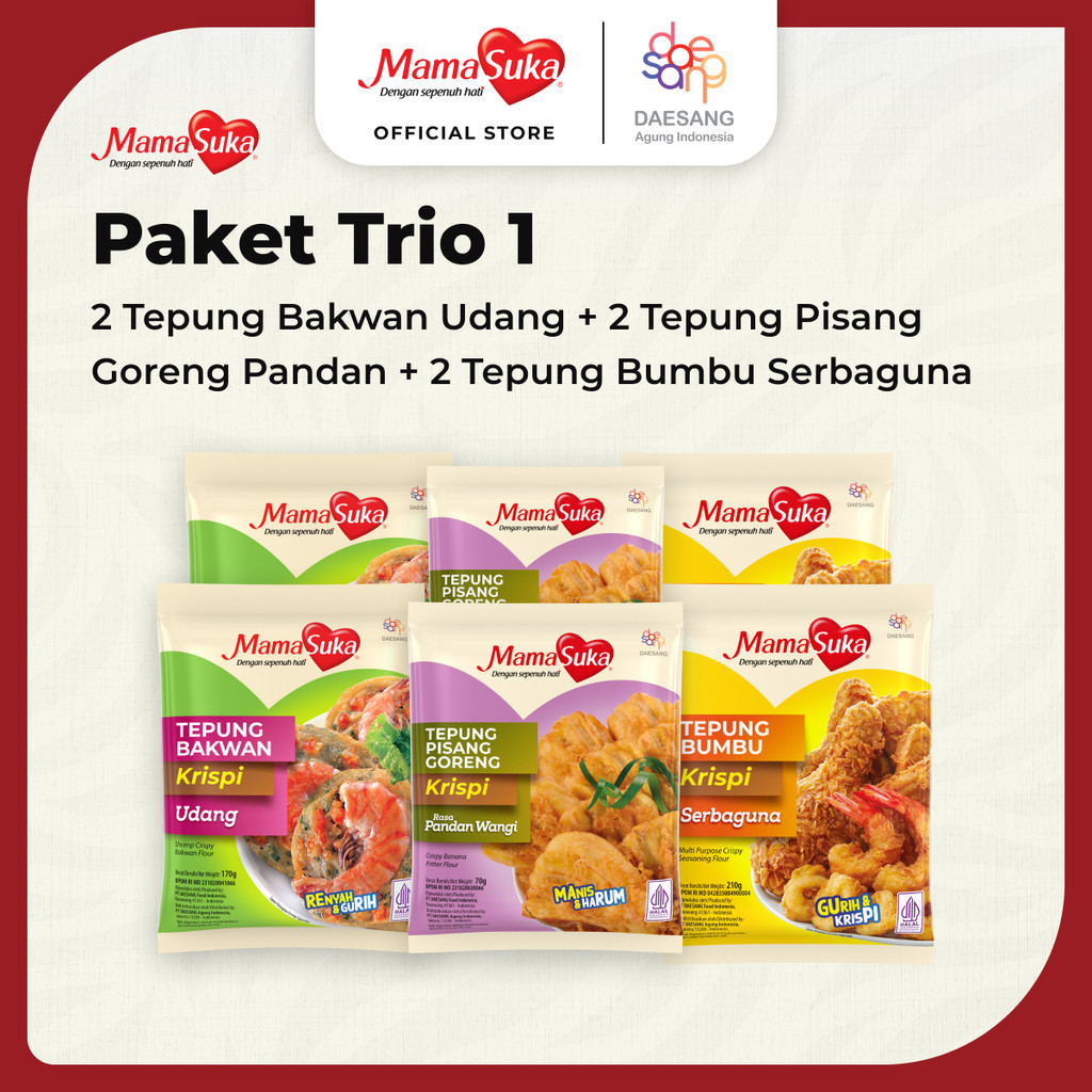 

MamaSuka - Paket Trio 1 isi 2 pcs Tepung Bakwan/Pisang Goreng/Serbaguna