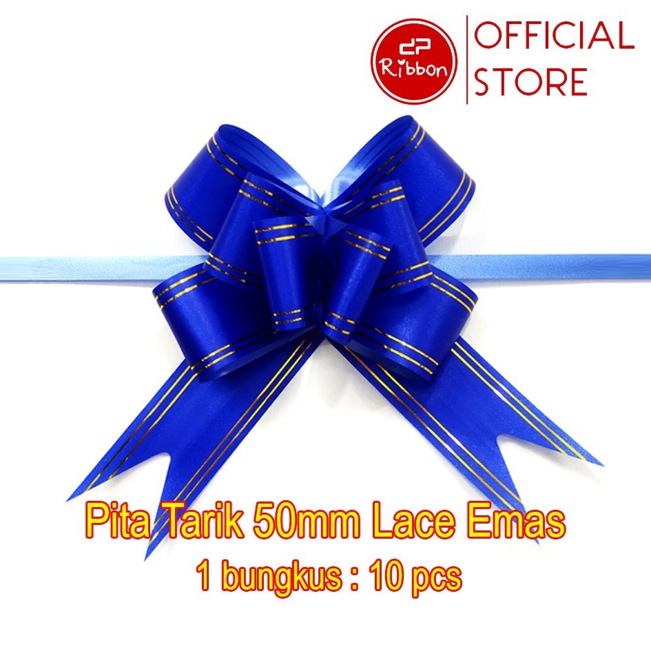 

GROSIR Pita Tarik Lis Emas 50mm Serut Besar Hiasan Parcel Souvenir Pull Flower Ribbon 50 mm List Gold