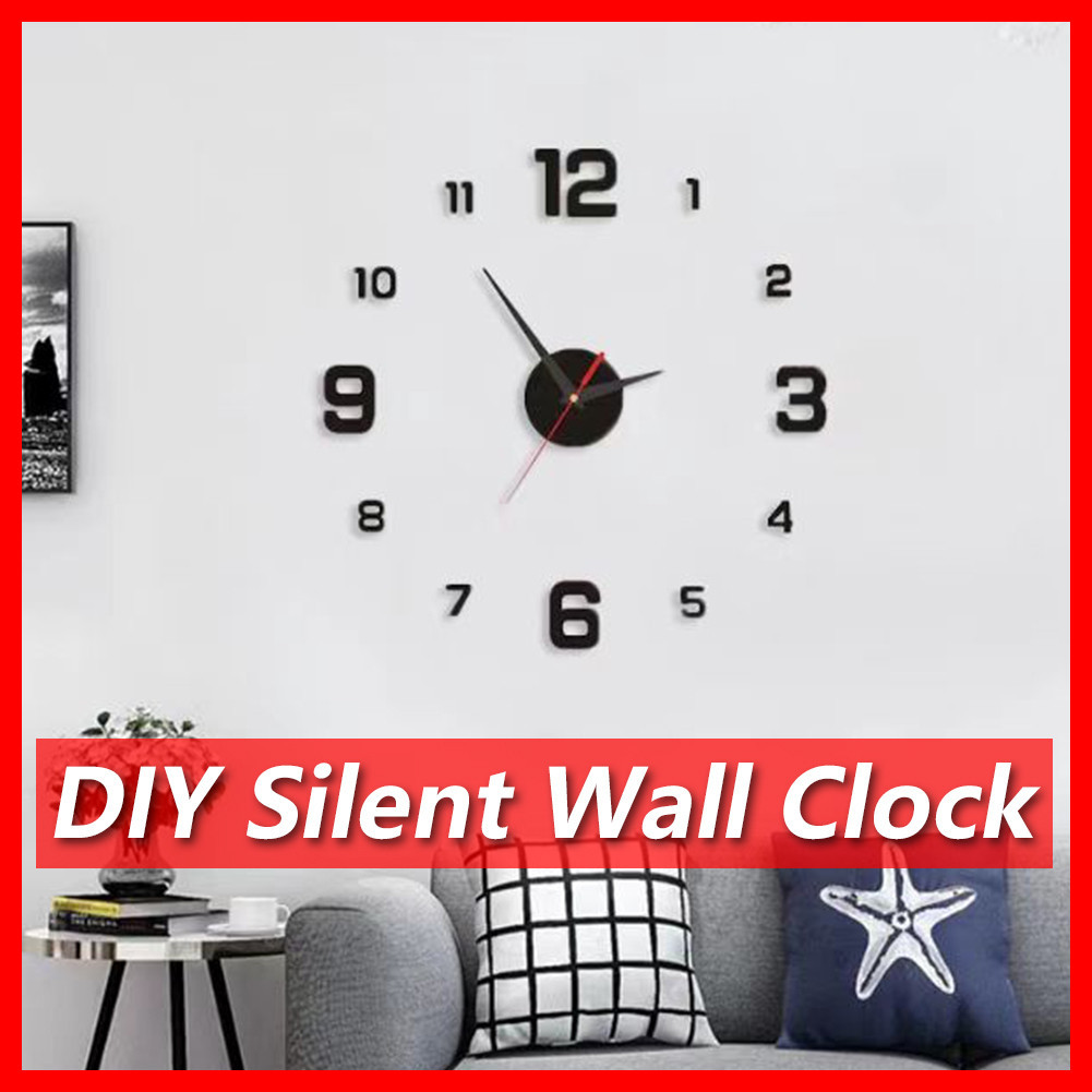 Jam Dinding 3D Jumbo Jam Tempel Modern Clock Analog Arab Jumbo Digital Untuk Dekorasi Rumah Stick-on