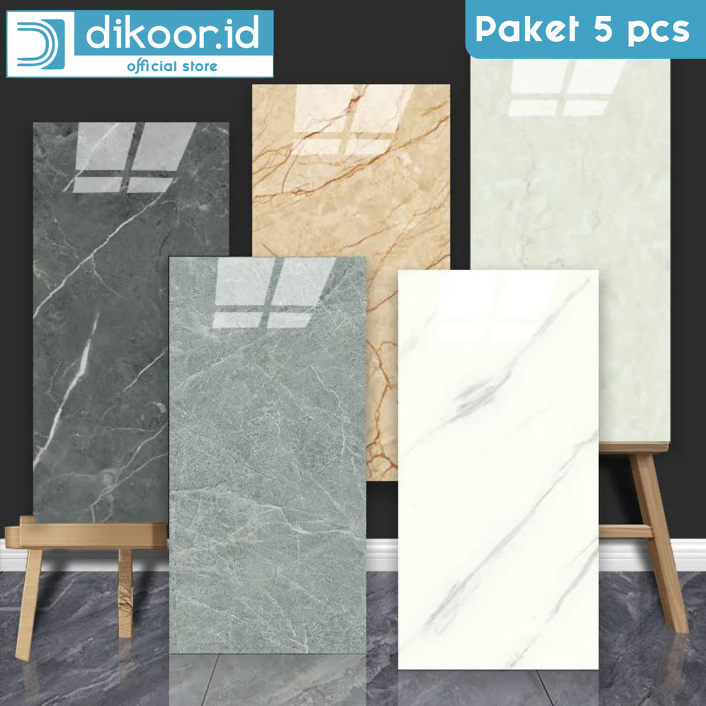PAKET 5 PCS Wallpaper dinding VINYL Marble 30 x 60 cm, Wallpaper Dinding PET XPE SXP Foam Stiker Sti