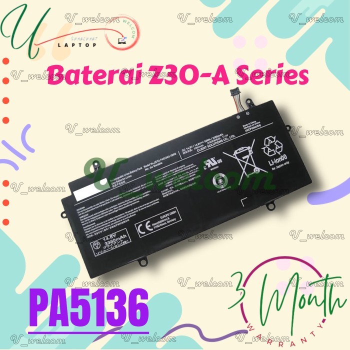 Batt Baterai Portege Z30 Z30-A Z30-A1301 Series  PA5136 PA5136U-1BRS