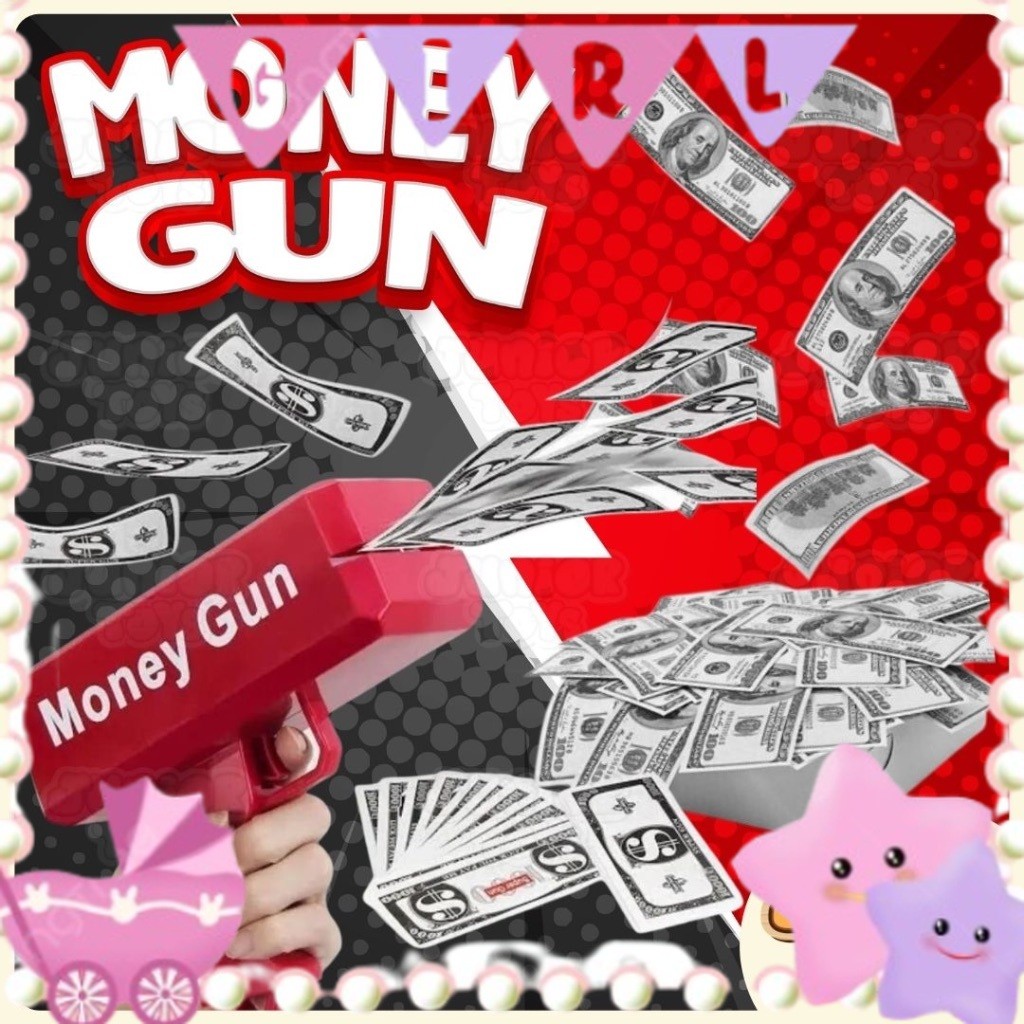 Money Gun Pistol Uang Uangan Mainan Anak Cash Toys