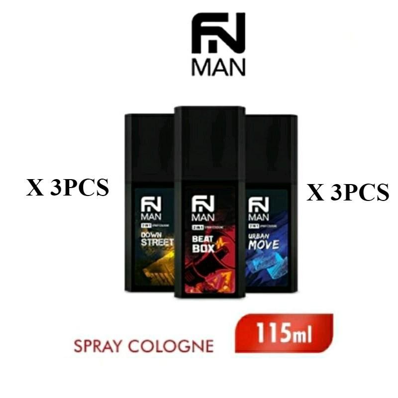 (PAKET PARFUM COWOK) FN MAN 2in1 SPRAY COLOGNE 115ml ISI 3PCS