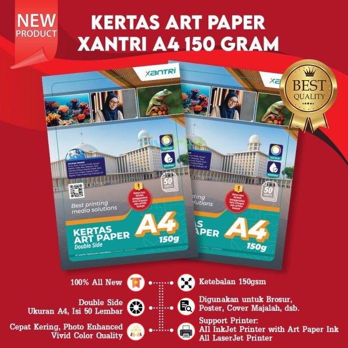 Kertas Art Paper A4 150gsm isi 50 lembar Paper Art 150 gsm Art Karton Xantri Original Brosur Cartoon