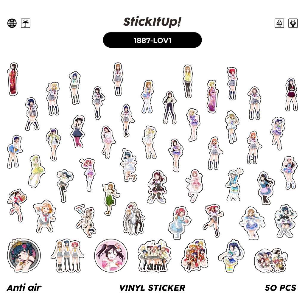 

COD✨ 50 Pcs Stiker Pack L0VE LIVE CHAR MIX 01 Lucu Aesthetic Vynil Waterproof untuk Freebies Sticker Buku Journal Casing HP Laptop