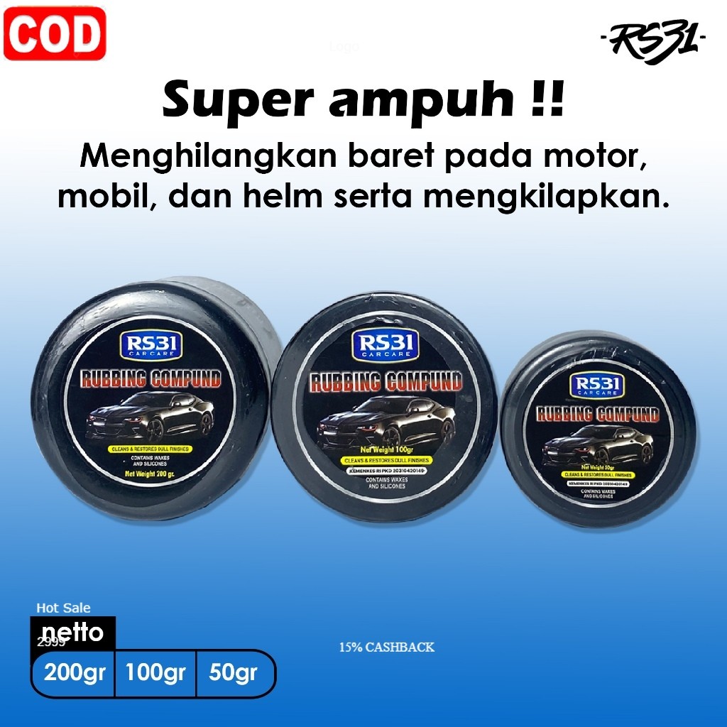 Kompon penghilang baret body mobil, aspa,  bodi motor, helm kaca goresan | Rubbing Compound RS31|