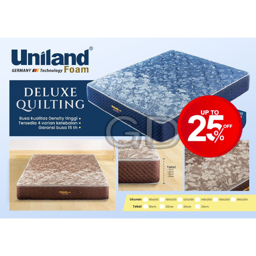 Kasur Busa Uniland Foam Deluxe Quilting Tebal 15cm