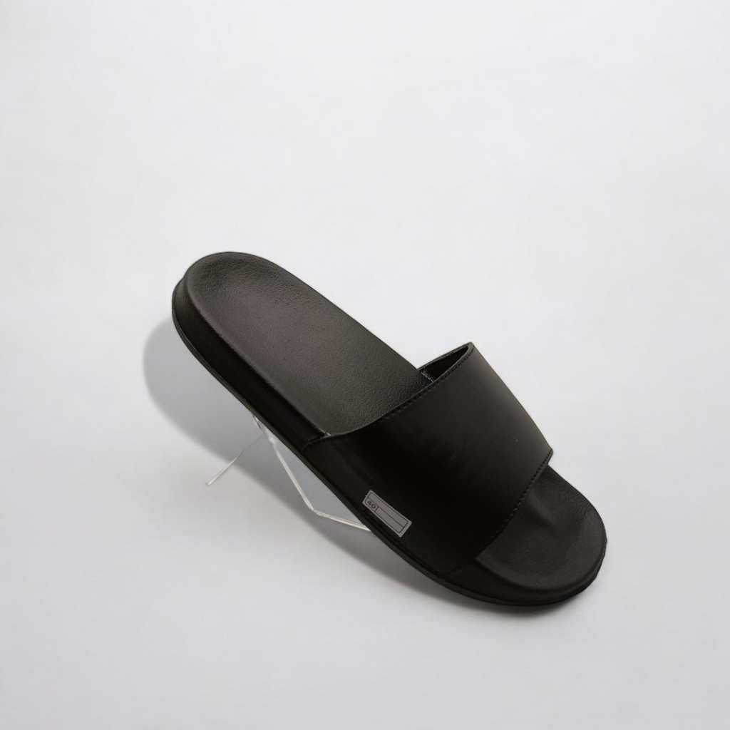 sandal selop polos pria wanita dewasa slip on hitam