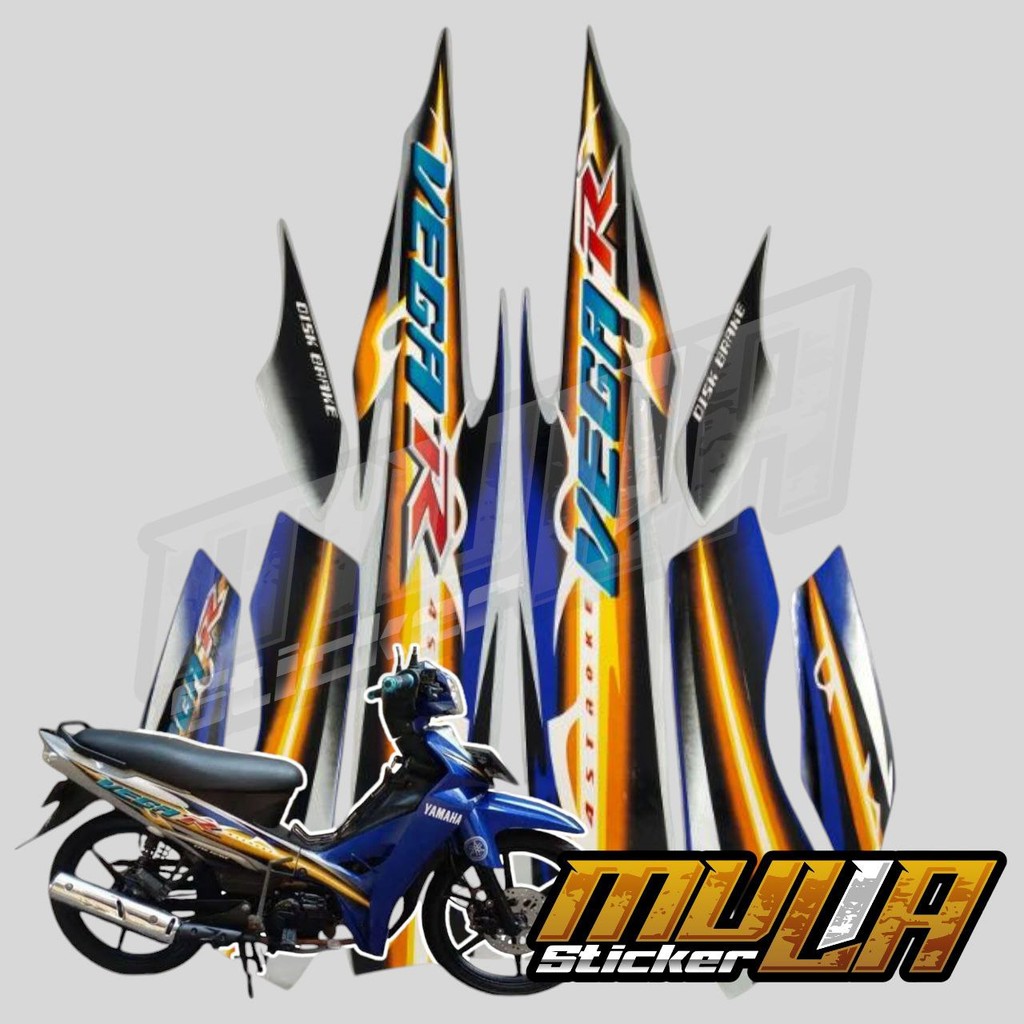 STICKER STIKER POLET LIS STRIPING MOTOR FULL BODY YAMAHA VEGA R NEW WARNA BIRU SILVER KUNING