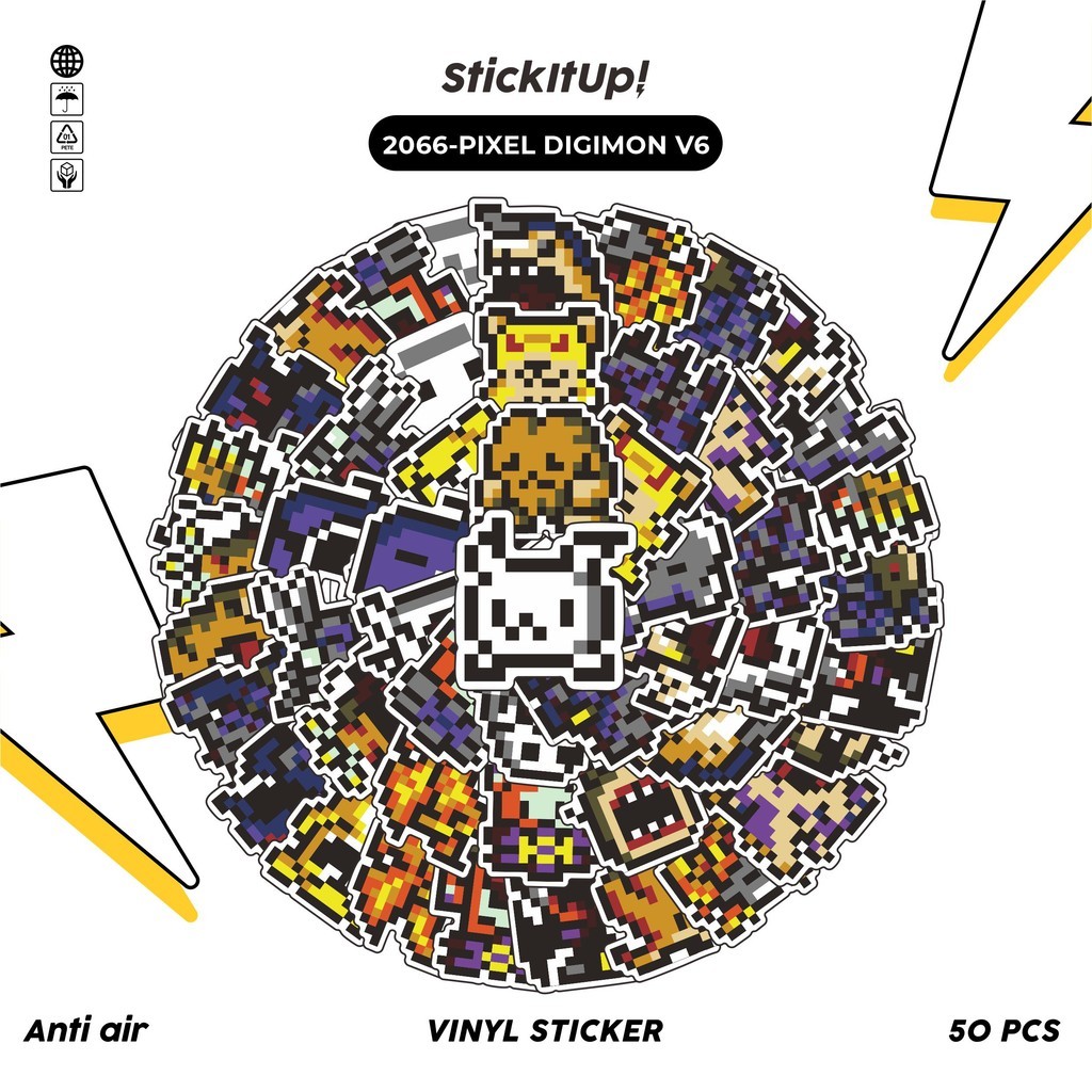 

COD✨ 50 Pcs Stiker PIXEL DIGIMON V6 Lucu Anti Air Untuk Dekorasi Notebook Sepeda Skateboard Handphone DIY