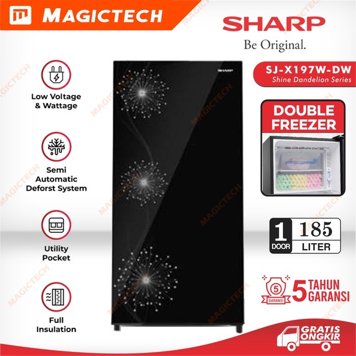 KULKAS SHARP 1 PINTU SJ-X197W-DW / SJ-X197 DOUBLE FREEZER 185L