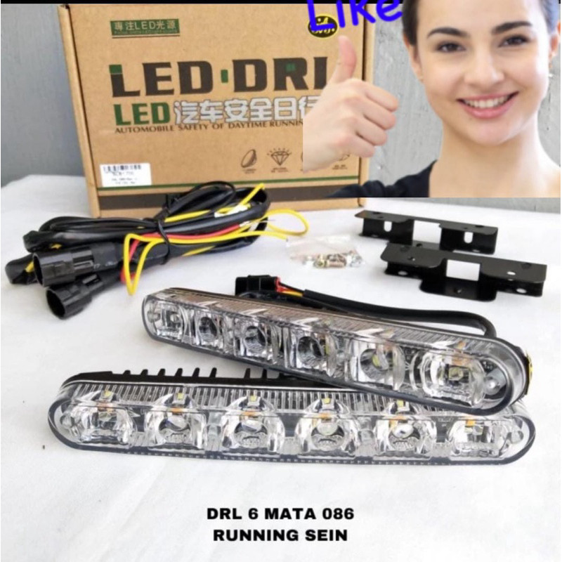 LAMPU DRL BUMPER DEPAN DRL 6 LED FORTUNER VARIASI TAMBAHAN UNIVERSAL SEIN RUNNING