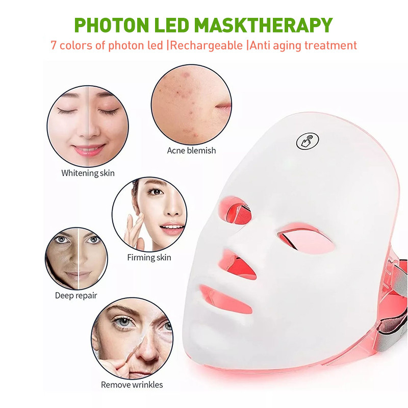 Led Mask Photon Therapy Alat Perawatan Wajah 7 Light Warna Led Mask Photon Therapy Rechargeable Faci
