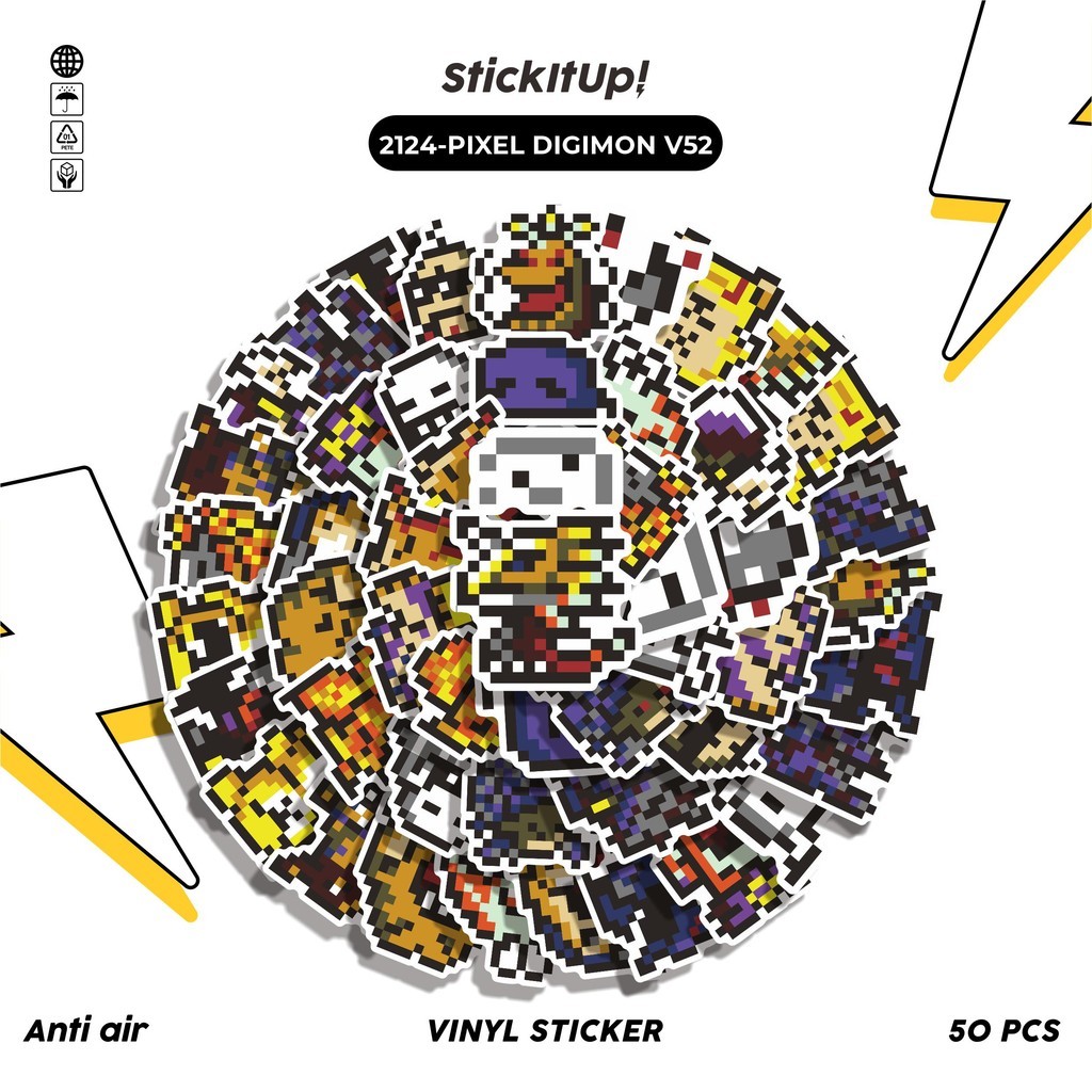 

COD✨ 50 Pcs Stiker PIXEL DIGIMON V52 Lucu Anti Air Untuk Dekorasi Notebook Sepeda Skateboard Handphone DIY