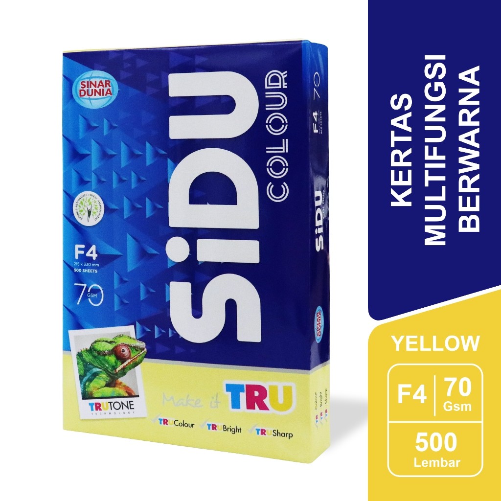 

[BMS Tangerang] SiDU Kertas Fotocopy Warna Kuning/Yellow 70 GSM F4 1 RIM - SDU CLR 70 F4 160