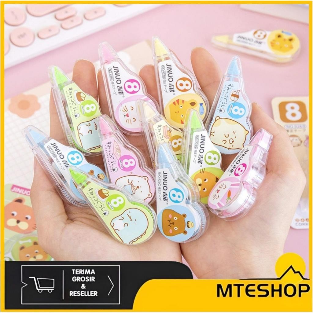 

MTE HC Correction Tape 8 Meter Students Stationary School Supplies Multiple Color 8M Karakter Lucu Unicorn Penghapus Pena Roll Kertas Mini
