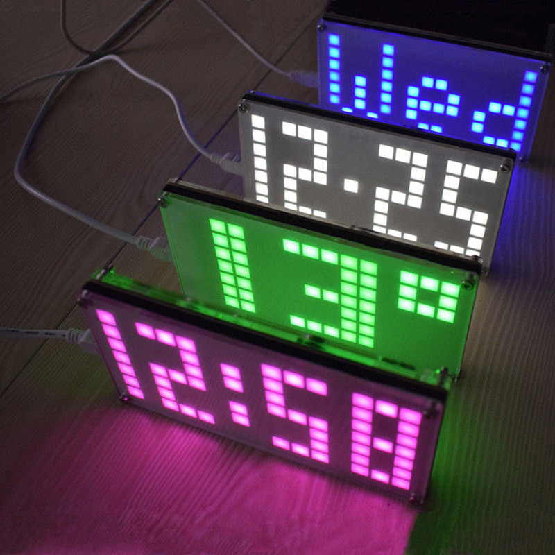 DS3231 DIY Digital LED Clock Kit digit Light Control Temperature Date LED Lattice Clock Kit Time Dis