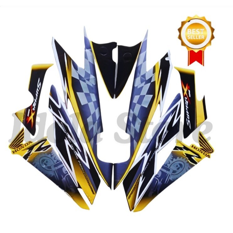 STIKER STRIPING LIS BODY HONDA SUPRA X 125 R 2008 KUNING LIS STIKER SUPRA X 125 R 2008