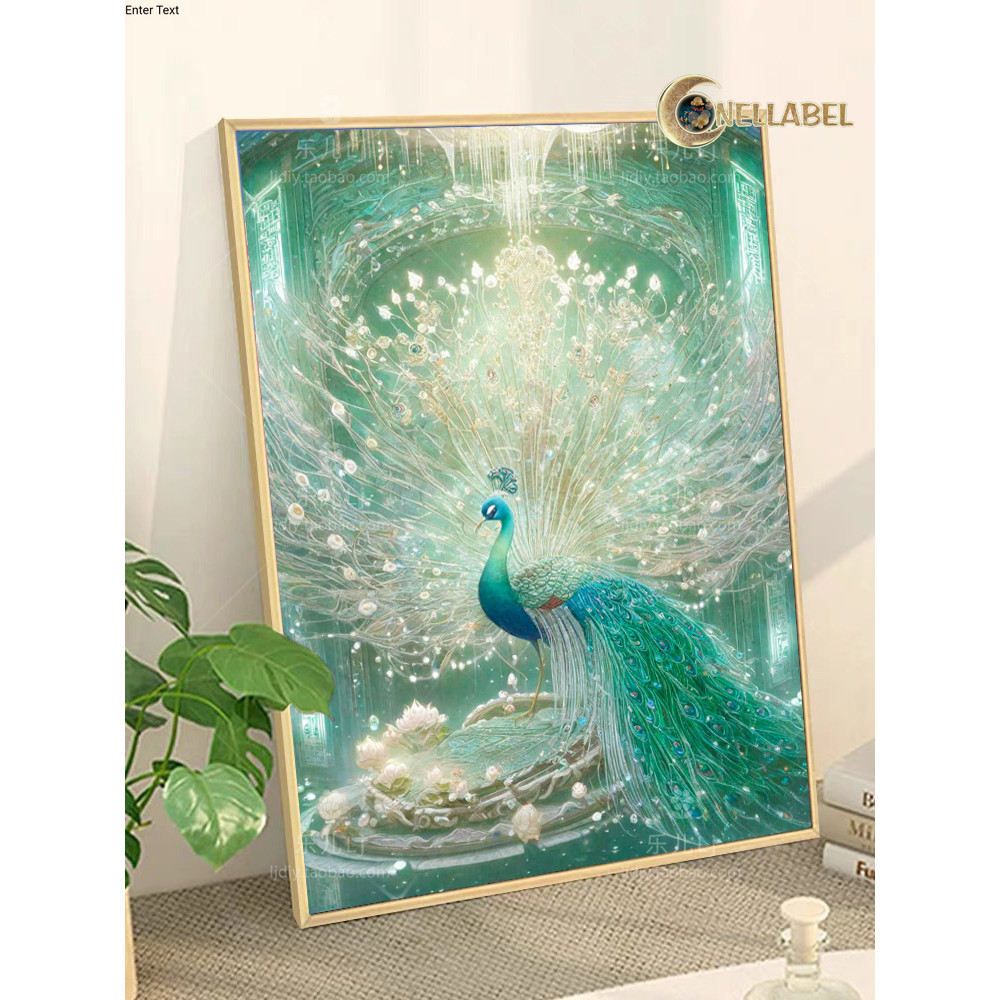 [ Conellabel] Lukisan Berlian 5d Merak Cantik Diamond Painting Merak Hijau Cantik DIY Diamond painti