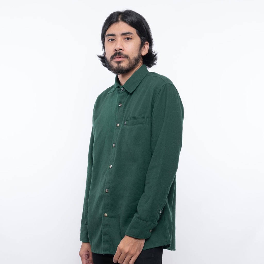 KEMEJA PRIA KATUN CASUAL LENGAN PANJANG HIJAU ORIGINAL MATERNAL DISATER | ARCHIVO