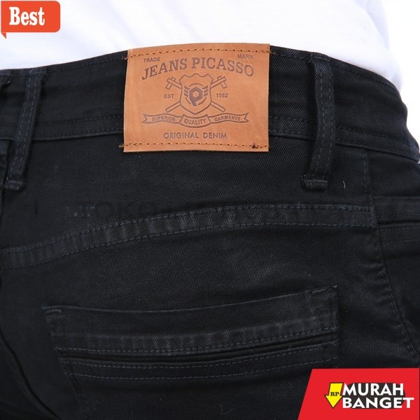 celana panjang pria yang lagi trend Picasso Celana Jeans Hitam Slimfit Pria Bahan Denim Stretch Mela