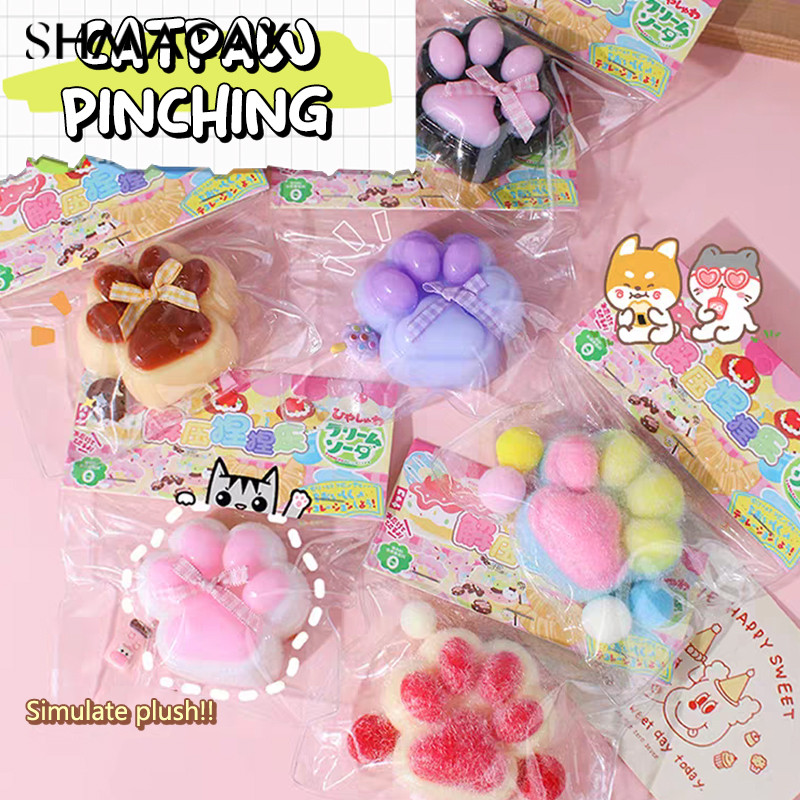 Cat Paw Mochi Taba Squishy Fidget Toy Cute Plush Cat Paw Silicone Slow Rebound