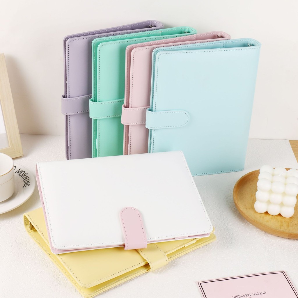 

A5 Macaroon Color PU Leather DIY Binder Photocards Collect Book Diary Agenda Planner DIY Cover Album Stationery