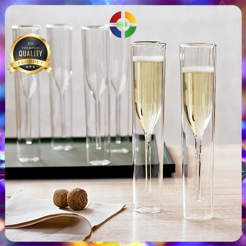 (GI) Gelas Kaca Whisky Wine Cristal Aesthetic Double Wall 115ml