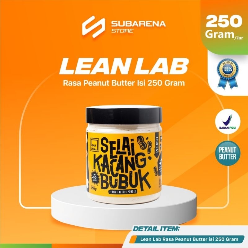 

Lean Lab Selai Kacang Bubuk 250gr Peanut Butter Powder / Selai Kacang Bubuk (Vegan, Gluten Free, Low Fat)
