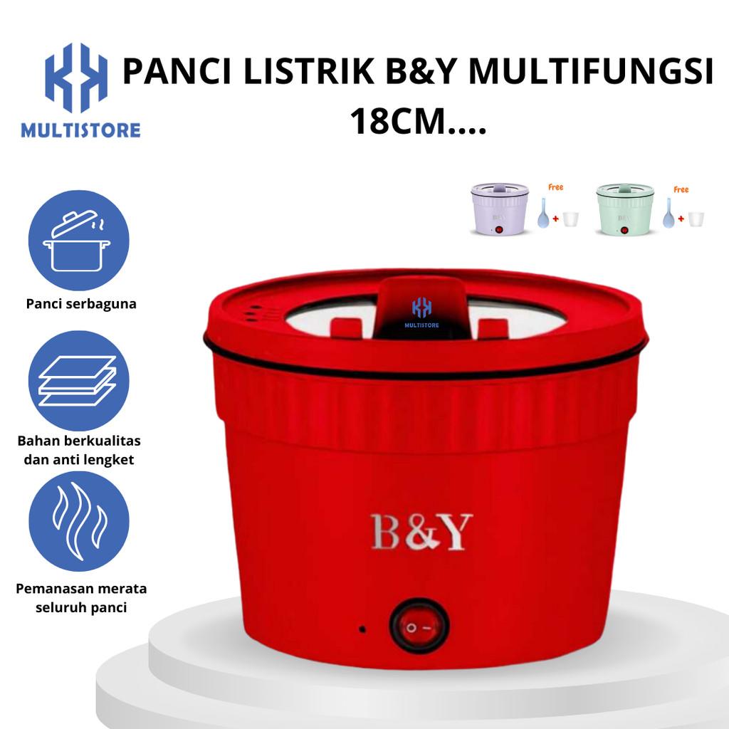 Panci Listrik 18CM Serbaguna 1.2L Anti Lengket/ Panci Listrik Low Watt / Panci Mie Mini Portable