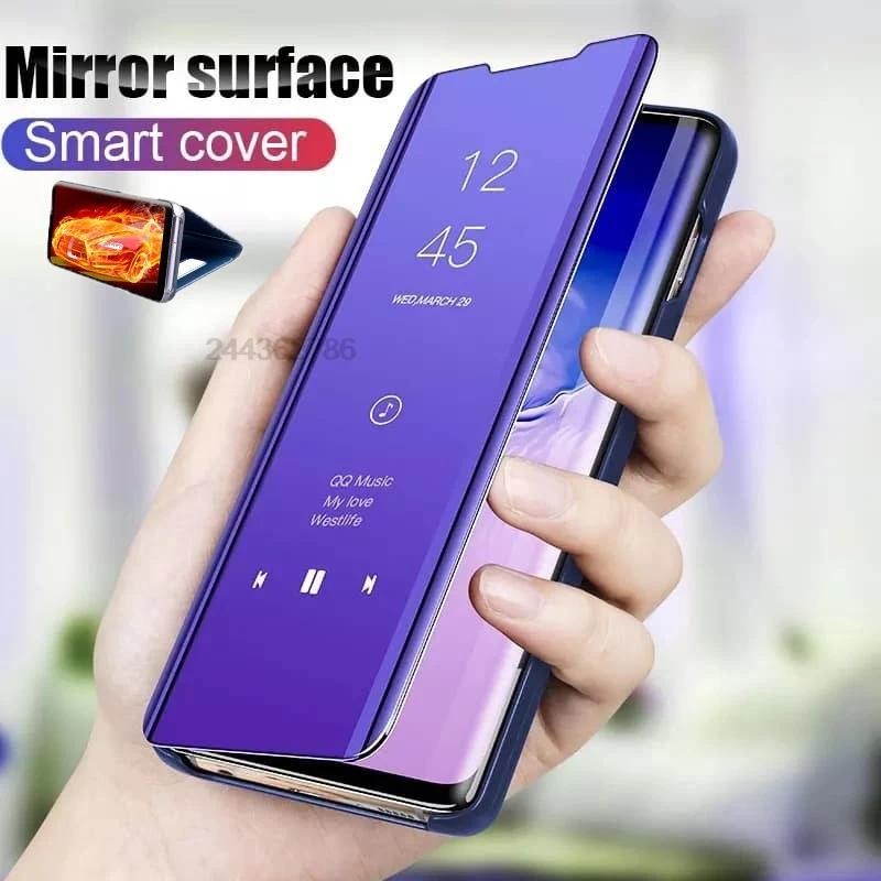 Smart Mirror Phone Case For Samsung Galaxy A34 Magnetic Stand Book Shockproof Cover Shell For Samsun