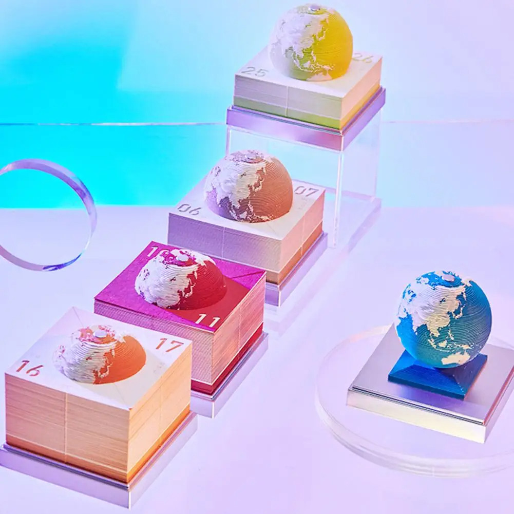 

3D Notepad Paperwill Earth 3D Calendar 2024 3D Memo Christmas Notes Offices Paper Pad Block Birthday Christmas Gift Notes