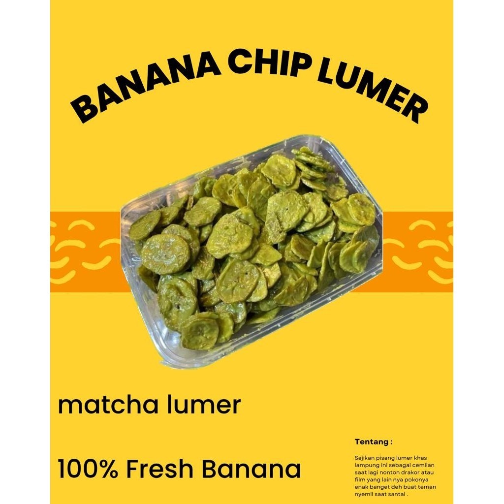 

KERIPIK PISANG CRISPY LUMER MATCHA BOX 500 ML / PISANG LUMER GREEN TEA / PSANG LUMER Food Kering