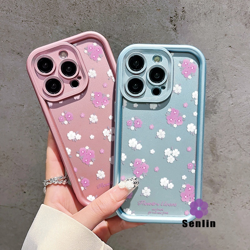 Bunga ungu lucu Soft Case Hp IPhone 11 IP 13 Casing 15 Pro Max Plus 14 Cewek IPhone11 Ip11 12 7 8 Pl