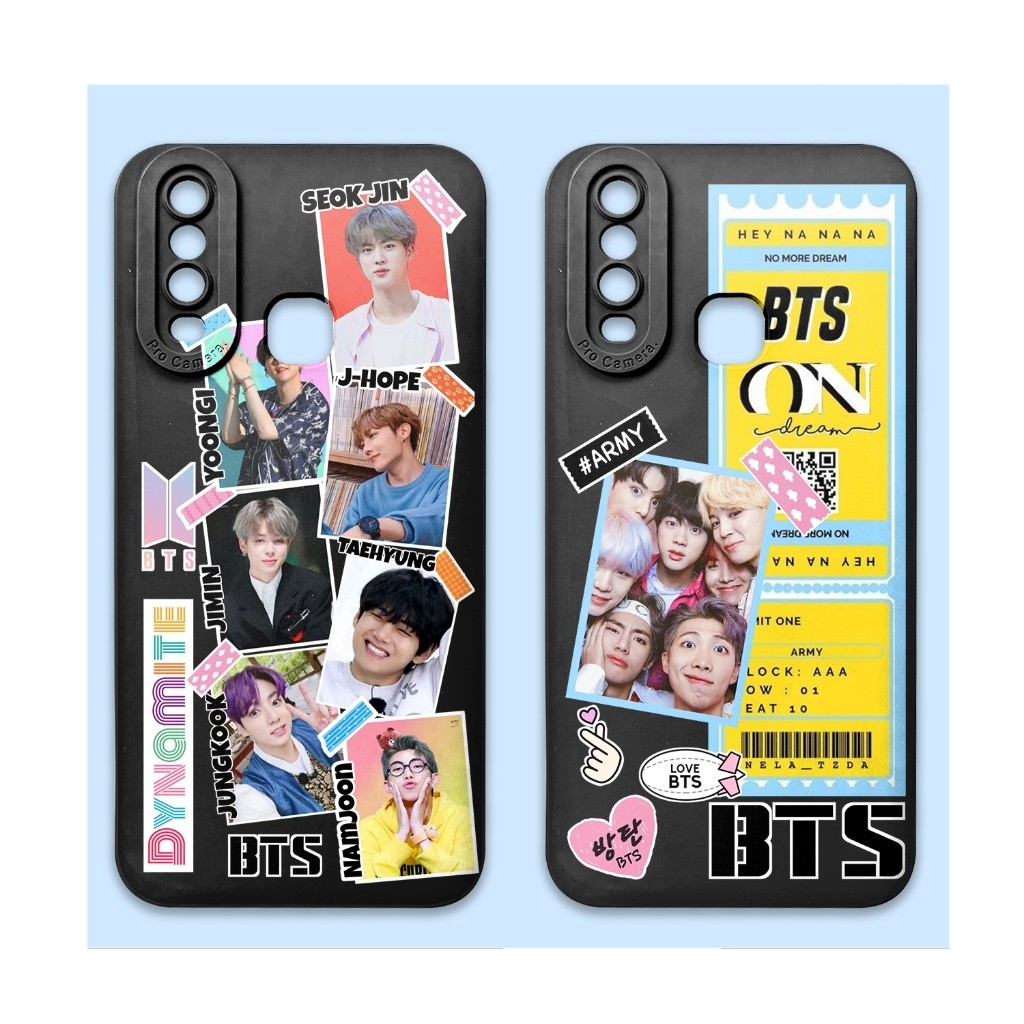 Casing Softcase Vivo Y12 Y15 Y17 Model Gaya Korea  Silikon Tpu Motif Gambar Bts Dengan Pelindung Kam