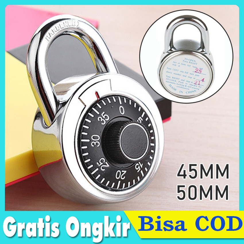 Gembok Brankas Koper Tas Manual Rotary Padlock Digit Combination Kode Angka Variasi Kombinasi Kunci 