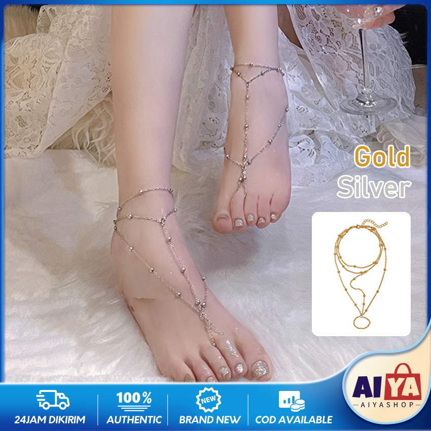 Gelang Kaki Titanium India Sexy Fashion Summer Emas Silver Tassel Gelang Kaki Bellydance