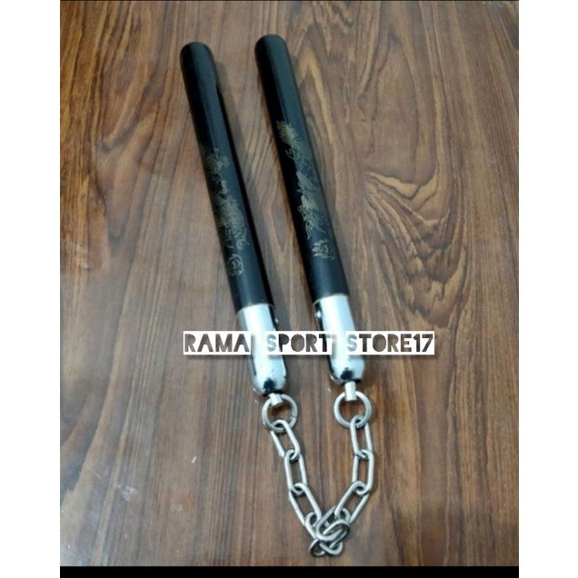 Ruyung/Nunchaku kayu motif naga ,double stick keren
