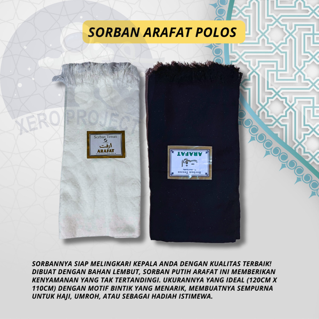 SORBAN Haji Warna Putih Polos Sorban Motif Merek Oleh-olh Haji