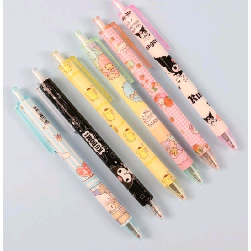 

6 Pcs Pulpen Gel Mekanik Lucu Motif Kuromi
