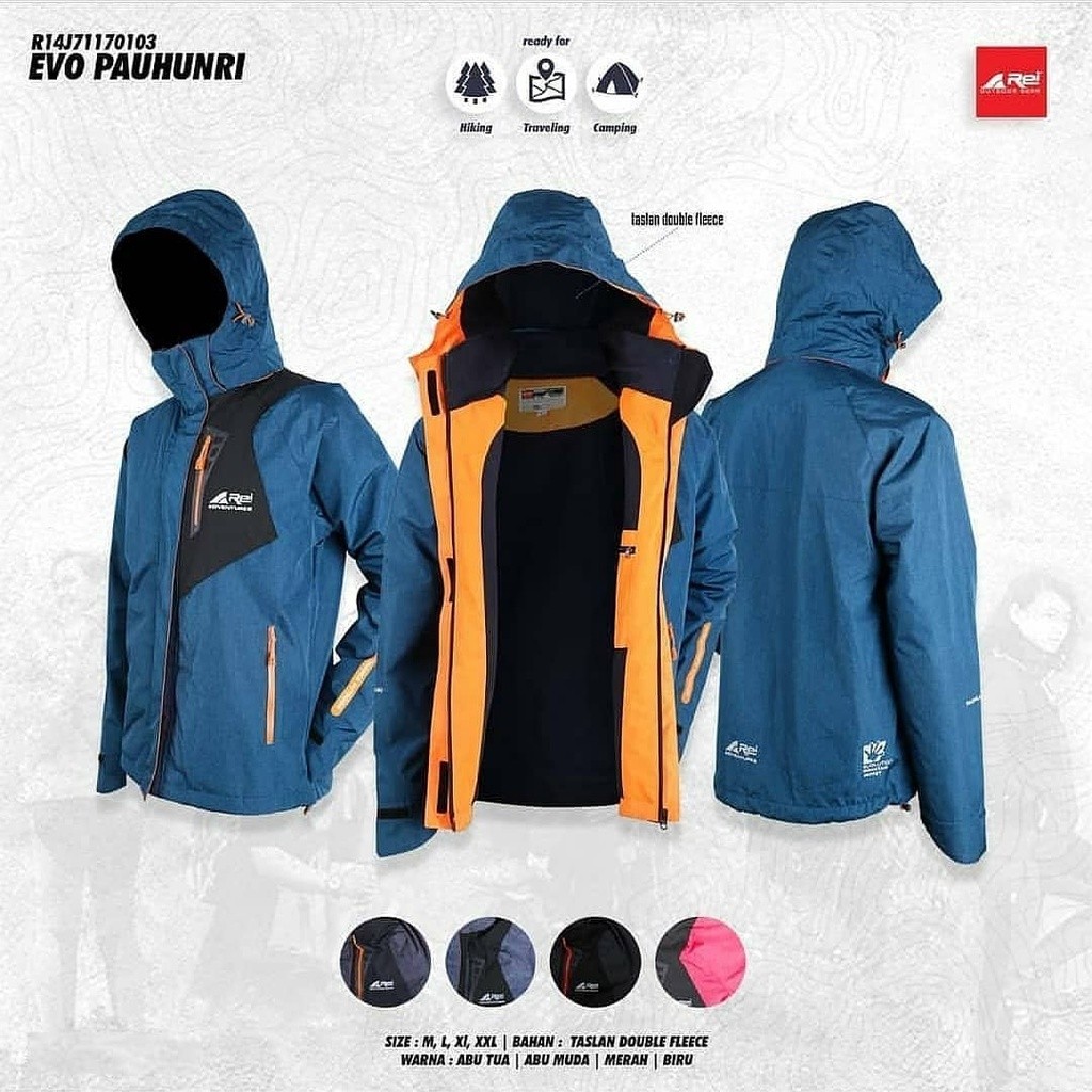 JAKET GUNUNG AREI EVO PAUHUNRI | JAKET REI OUTDOOR WATER REPPELENT WINDPROOF