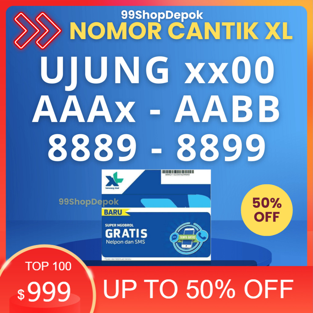 Nomor Cantik XL Kode 55.4 - Nomer Cantik XL 7788 8899 9900 Kartu Perdana XL 4g Nomor Cantik XL 1100 