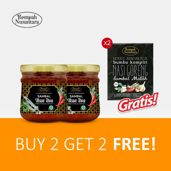 

New[Promo] BUY 2 SAMBAL IKAN ROA FREE 2 PCS BUMBU NASI GORENG SAMBAL MATAH